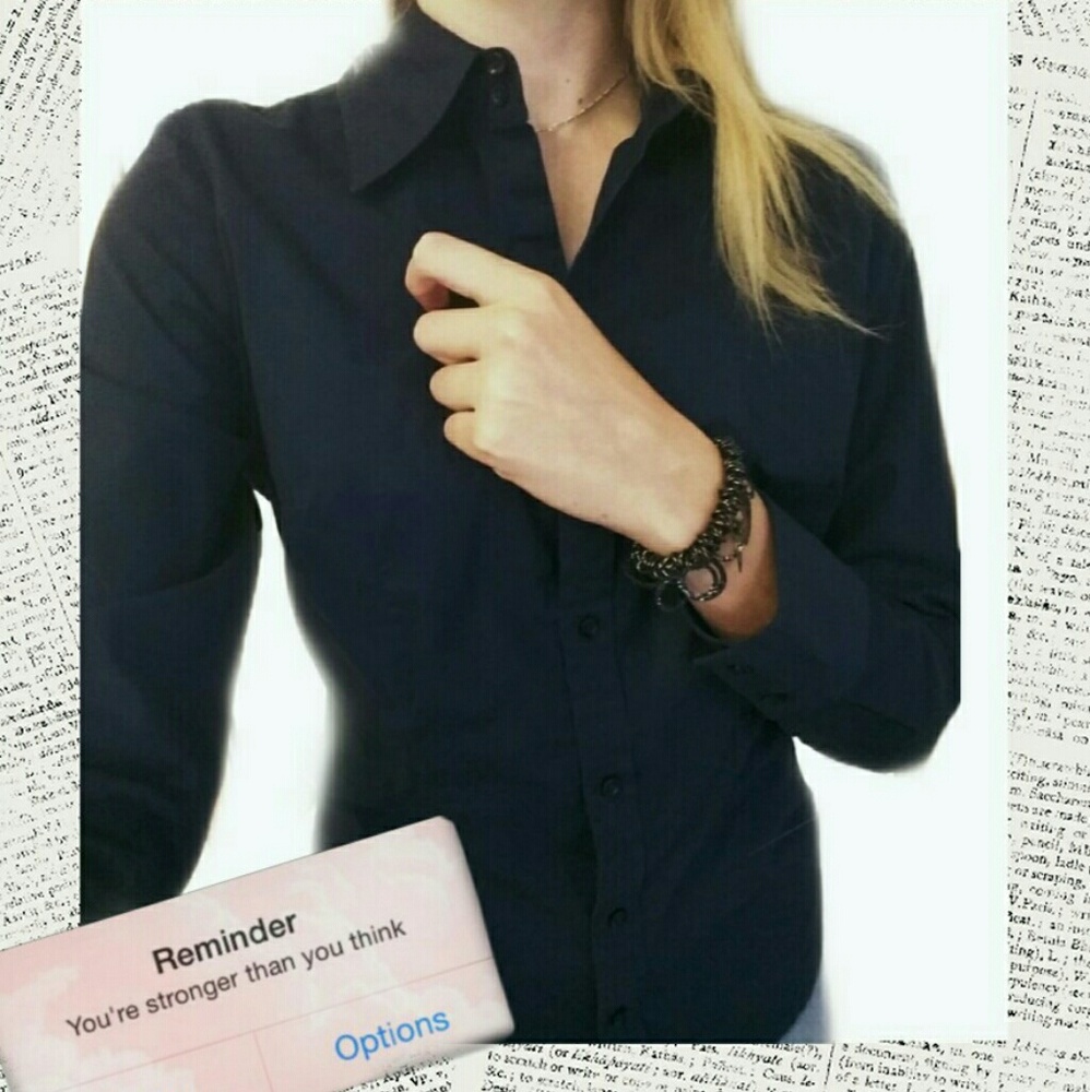 -SOLD- Ann Taylor Loft Dark Blue Button-up Top